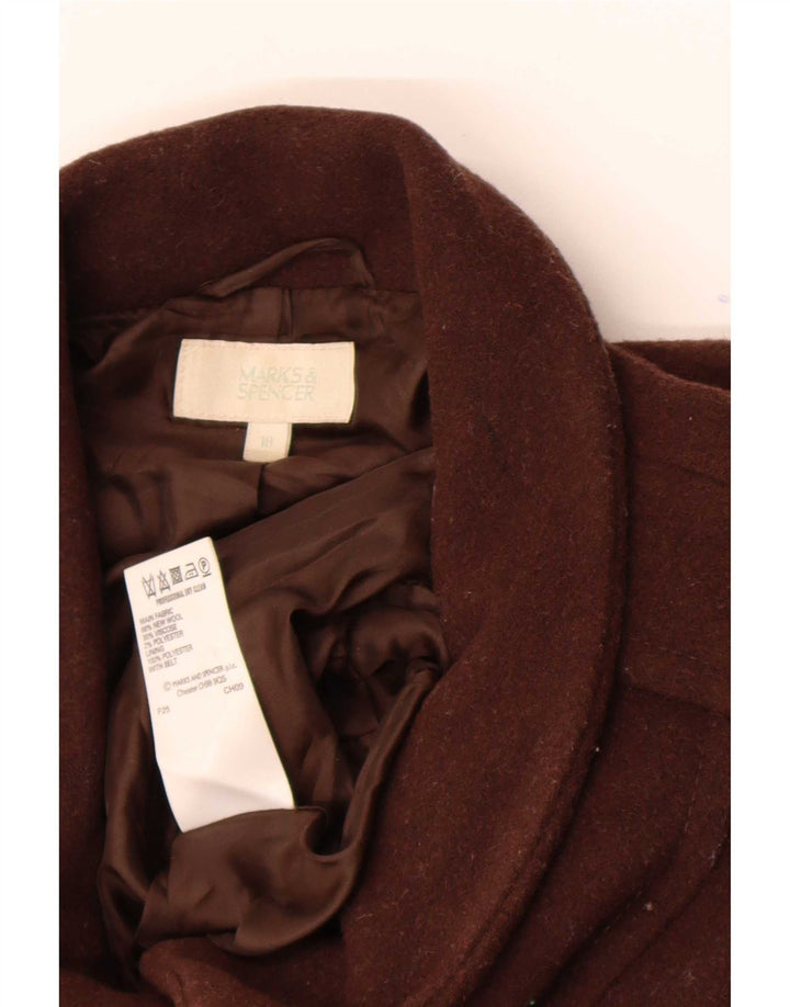Marks & Spencer Abrigo para mujer UK 40 XL Lana virgen marrón
