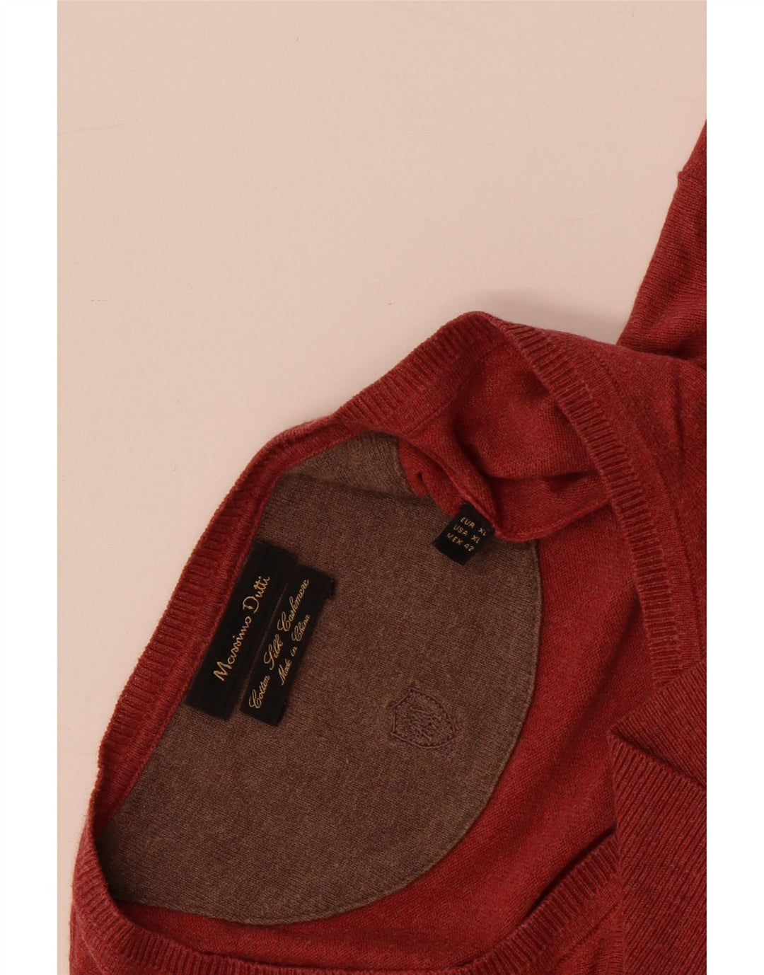Massimo Dutti Jersey Hombre Cuello Pico XL Rojo Algodón