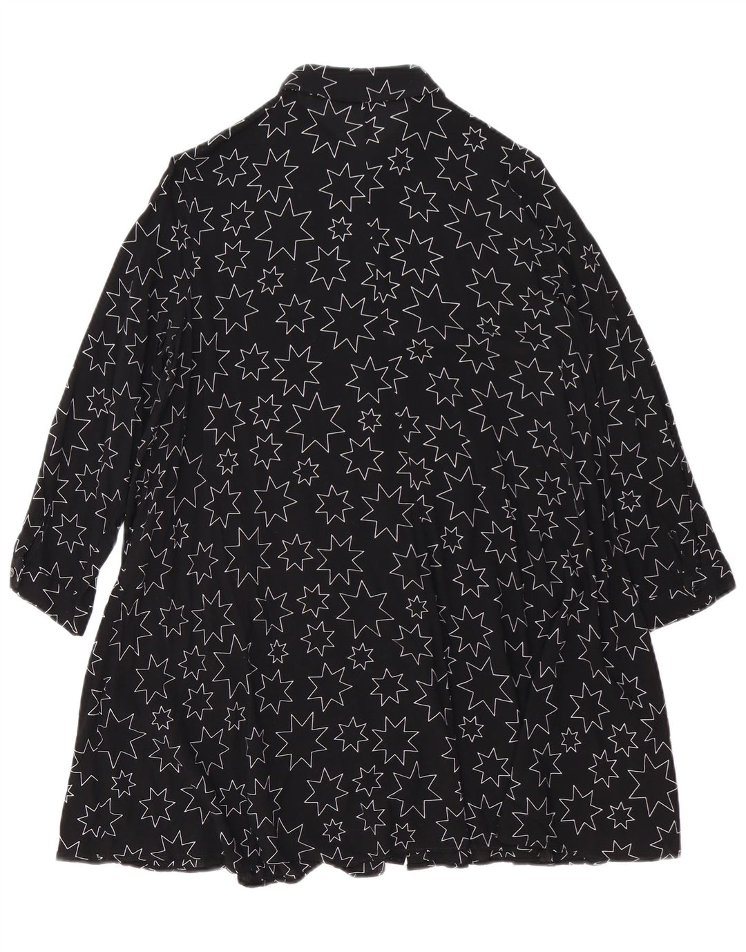 ZARA Vestido camisero extragrande con estampado abstracto para mujer UK 40 Small Negro