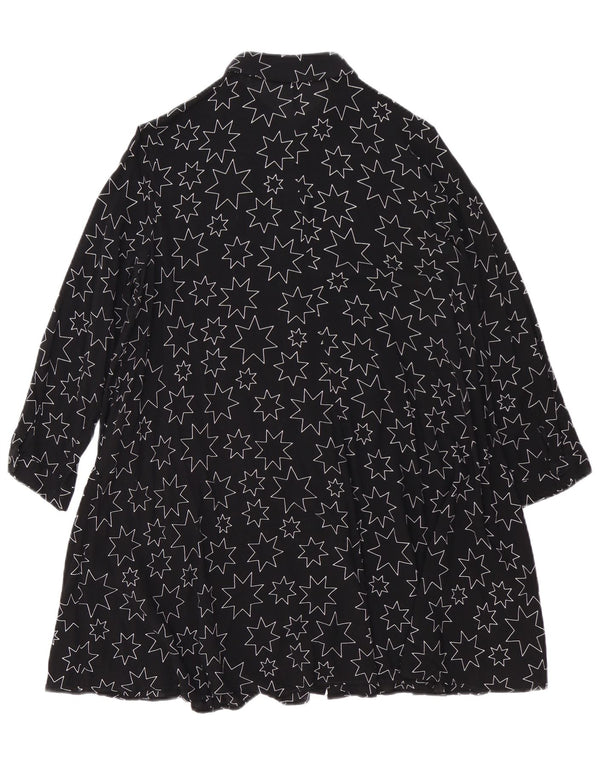 ZARA Vestido camisero extragrande con estampado abstracto para mujer UK 40 Small Negro