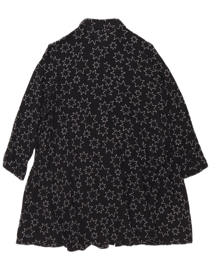ZARA Vestido camisero extragrande con estampado abstracto para mujer UK 40 Small Negro