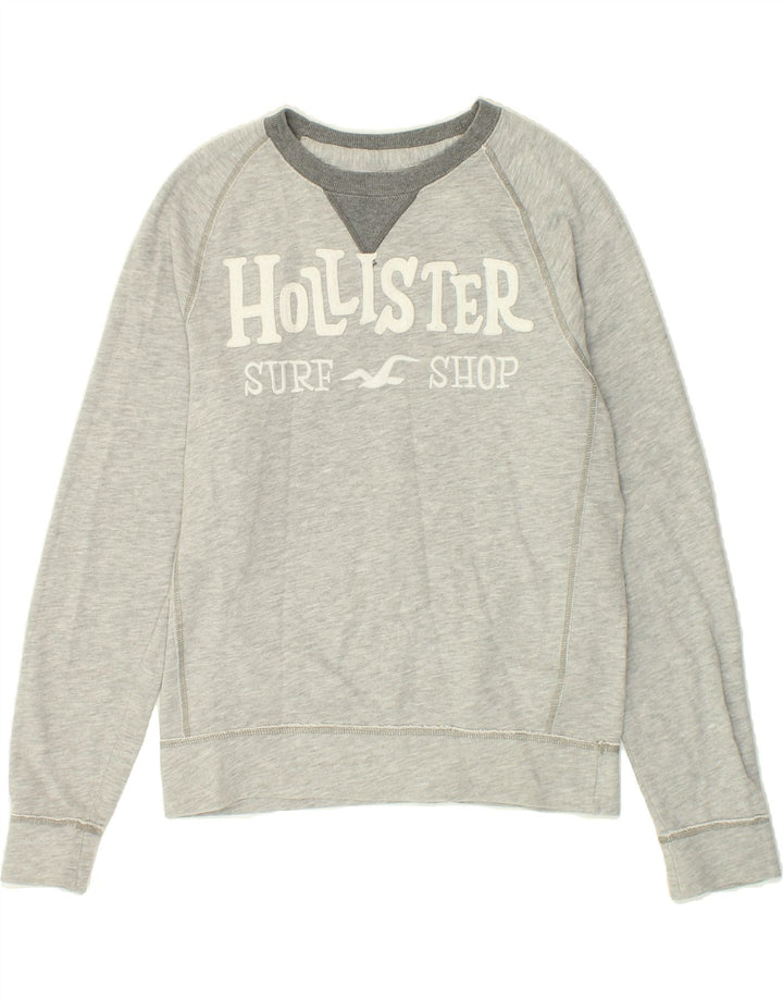 HOLLISTER Womens Graphic Sweatshirt Jumper UK 14 Medium Grey Flecked | Vintage Hollister | Thrift | Second-Hand Hollister | Used Clothing | Messina Hembry 