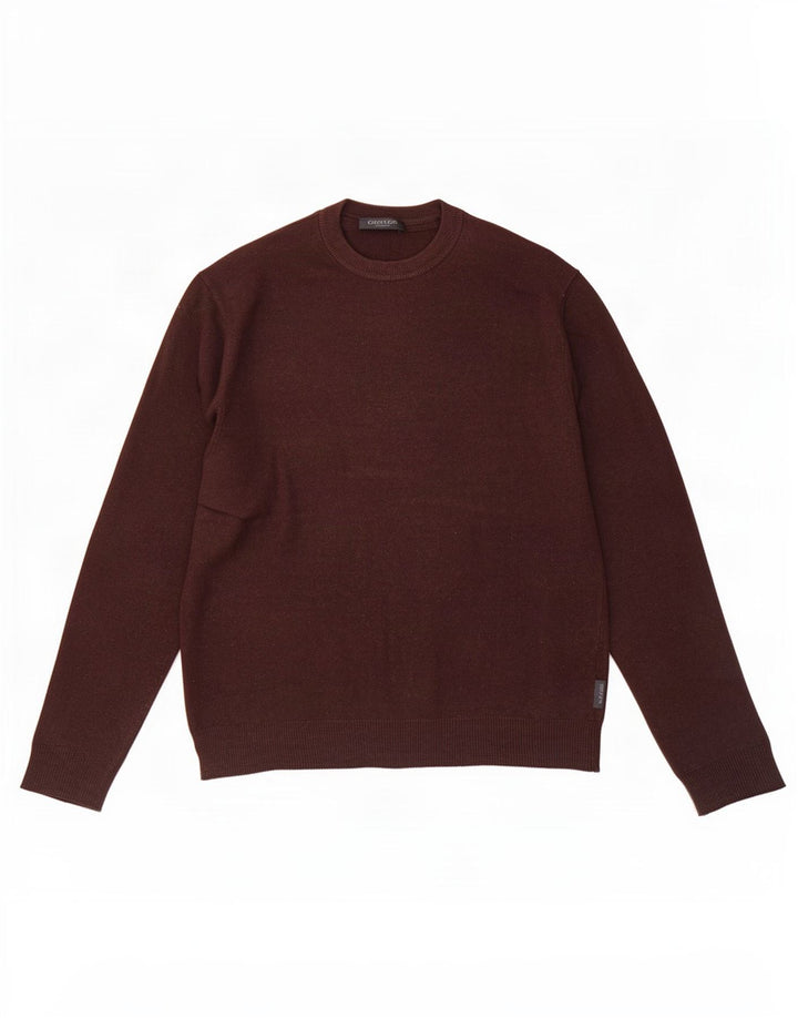 Calvin Klein Jersey con cuello redondo para hombre de lana marrón medio