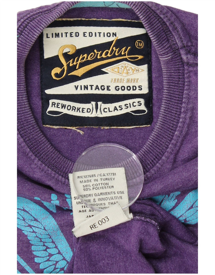 SUPERDRY Camiseta gráfica para mujer Top UK 42 Algodón morado mediano