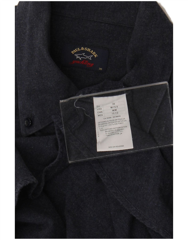 Paul & Shark Camisa para hombre Talla 39 Mediana Azul marino Algodón