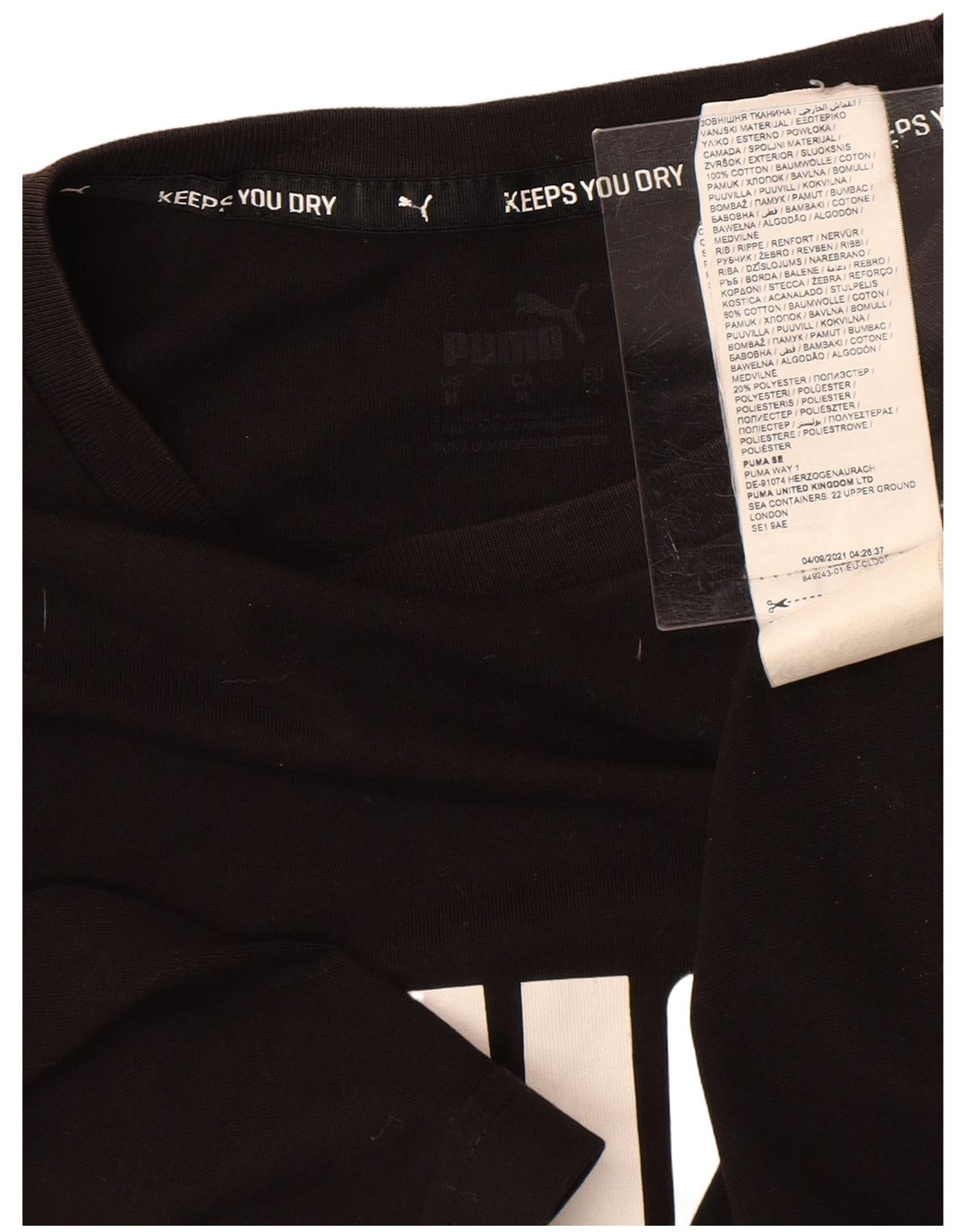 PUMA Camiseta gráfica para hombre Top mediano de algodón negro