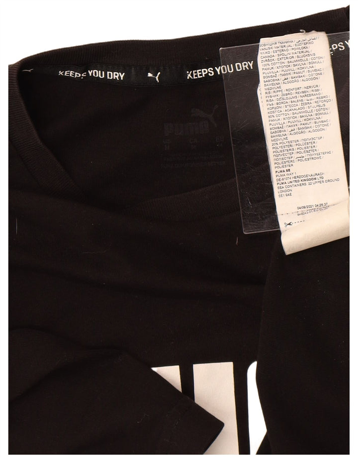 PUMA Camiseta gráfica para hombre Top mediano de algodón negro