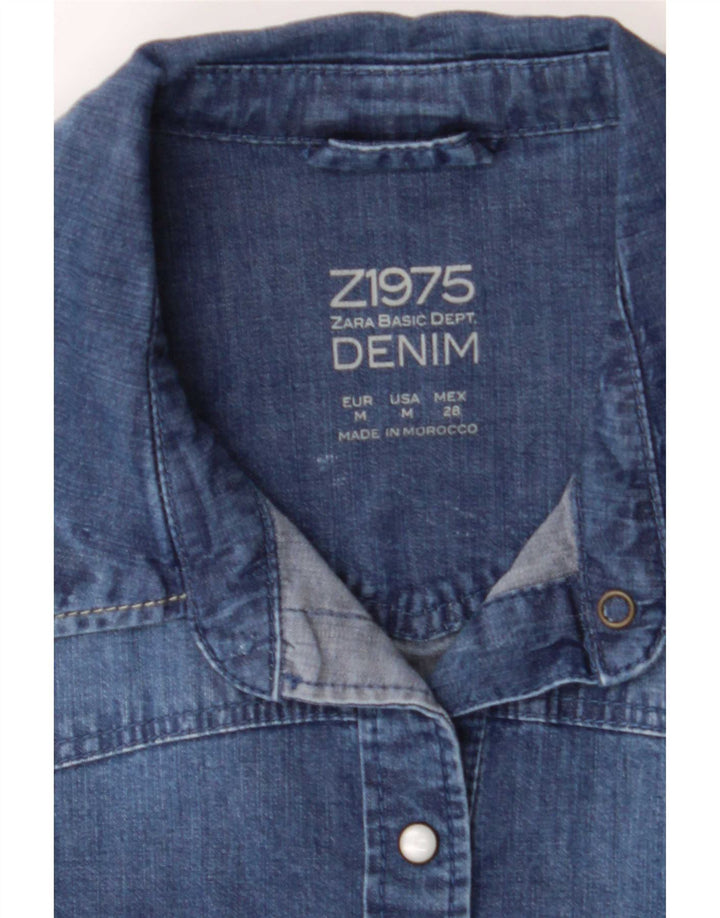 Zara Mujer Camisa Vaquera Reino Unido 42 Azul Medio