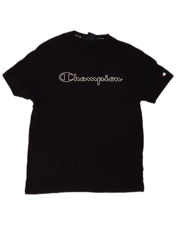 Champion Camiseta gráfica para hombre Top grande de algodón negro