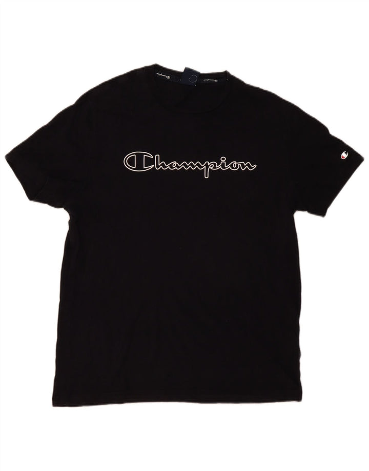 Champion Camiseta gráfica para hombre Top grande de algodón negro
