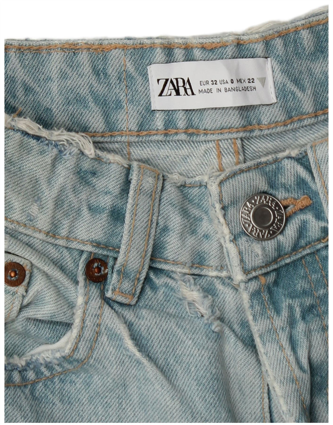Zara Jeans Sueltos Desgastados para Mujer EU 32 2XS W22 L31 Azul Metálico