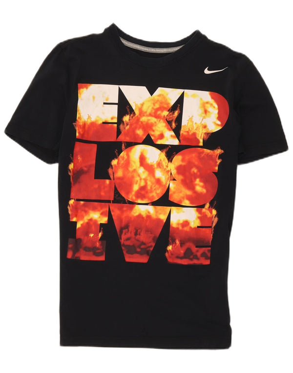Nike Dri Fit Graphic Camiseta para hombre, talla pequeña, algodón negro
