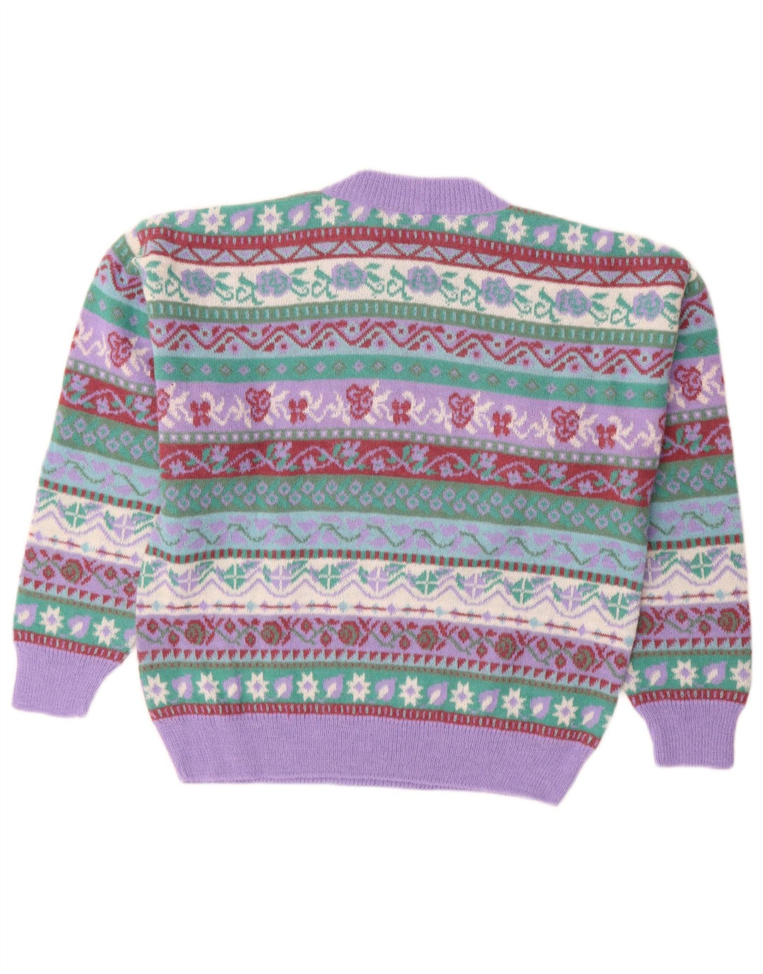 SILVY Jersey de cuello redondo para mujer IT 42 Medium Purple Fair Isle