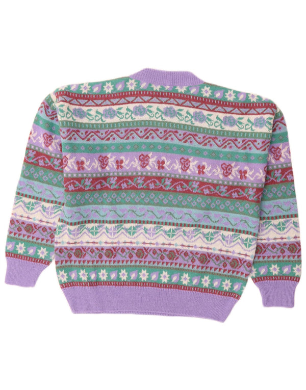 SILVY Jersey de cuello redondo para mujer IT 42 Medium Purple Fair Isle