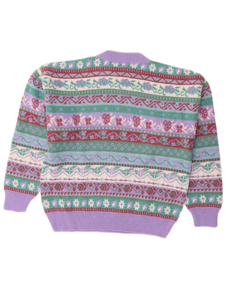SILVY Jersey de cuello redondo para mujer IT 42 Medium Purple Fair Isle