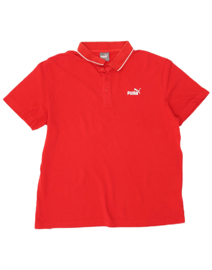 PUMA Polo para hombre grande de algodón rojo