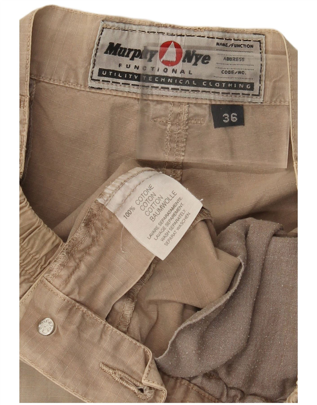 Murphy & Nye Pantalones tipo joggers cargo para hombre W36 L30 Algodón beige