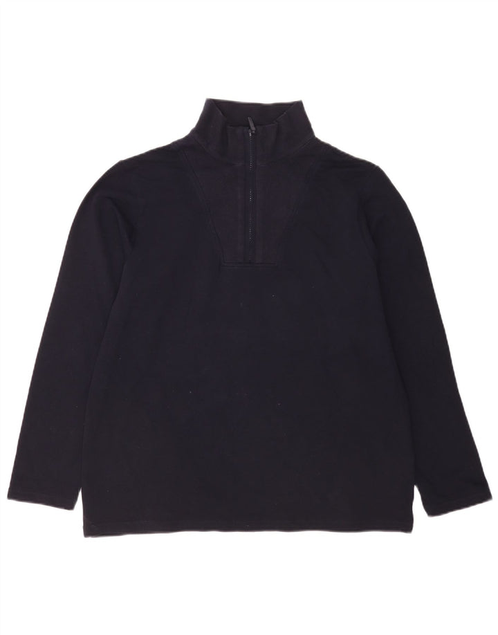 Marks & Spencer - Sudadera con cuello y cremallera para mujer, talla 40, talla mediana, azul marino