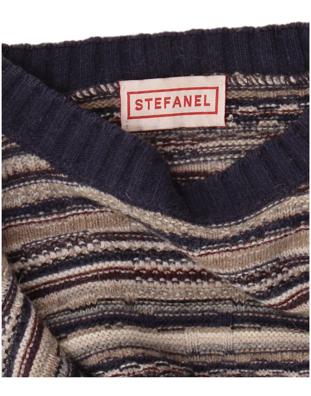 STEFANEL Suéter tipo jersey con cuello redondo para mujer UK 40 Grande Rayas multicolores