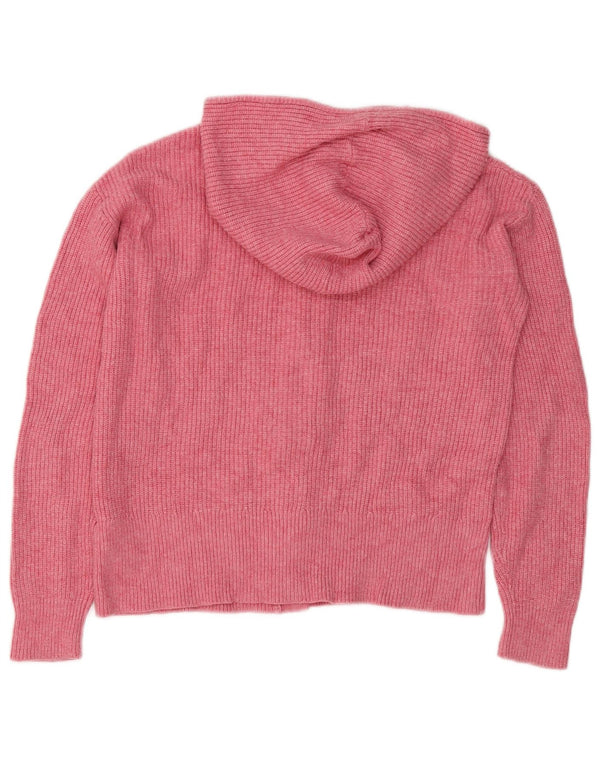 Marks & Spencer Suéter tipo cárdigan con capucha para mujer UK 10 Small Pink Viscosa