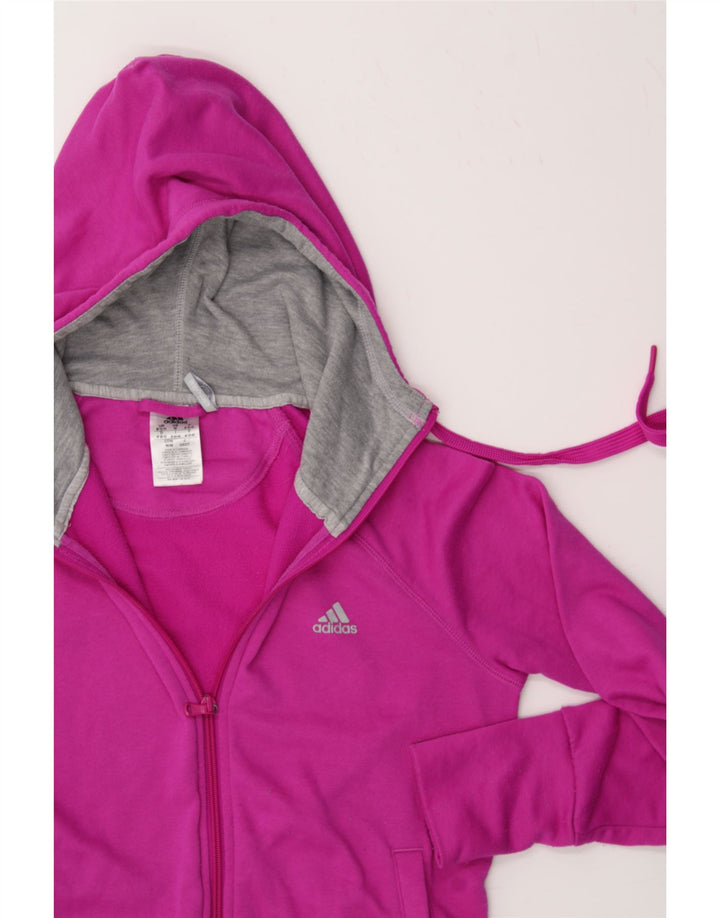 ADIDAS Womens Zip Hoodie Sweater UK 12/14  Medium Pink Polyester Vintage Adidas and Second-Hand Adidas from Messina Hembry 