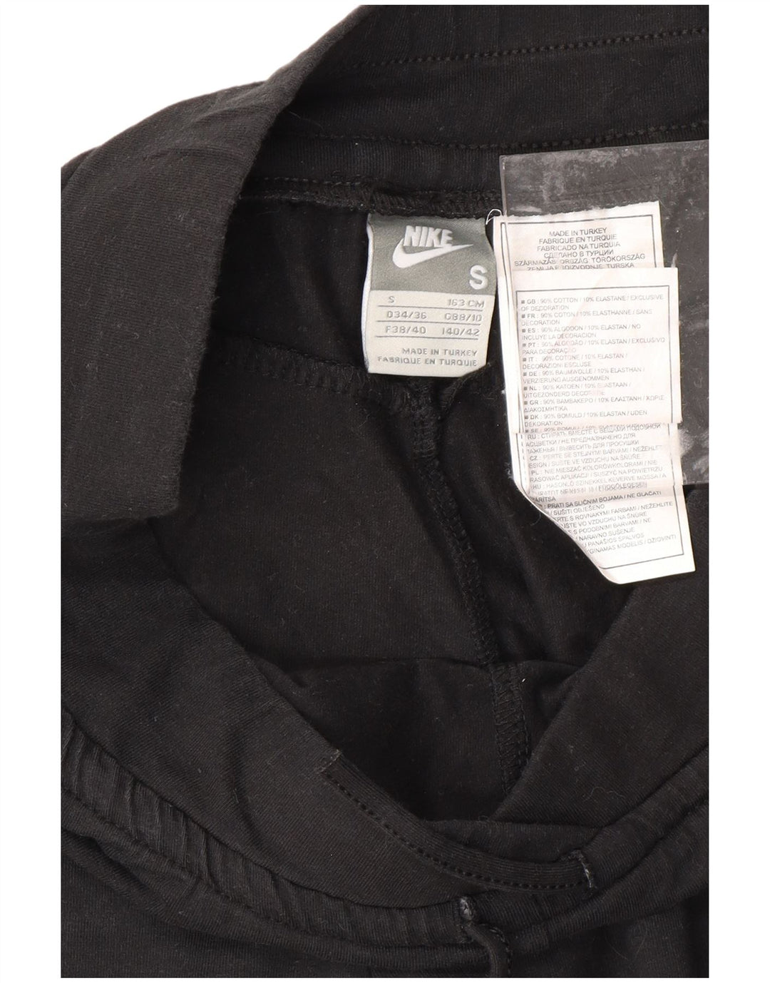 NIKE Mujer Capri Chándal Pantalones UK 8/10 Pequeño Algodón Negro