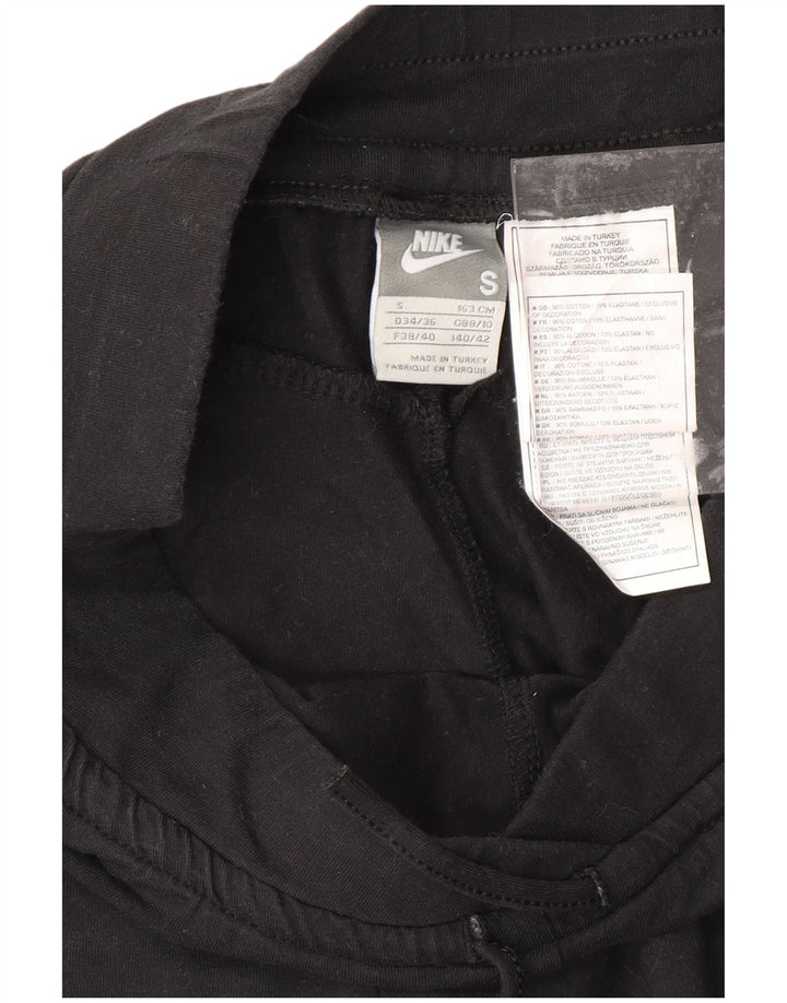 NIKE Mujer Capri Chándal Pantalones UK 8/10 Pequeño Algodón Negro