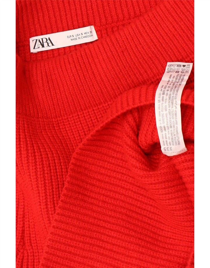 Zara Minifalda De Punto Mujer Small W26 Viscosa Roja
