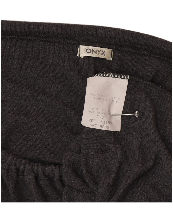 Onyx Top corto con lazo frontal para mujer, manga larga, Reino Unido 40, algodón gris medio