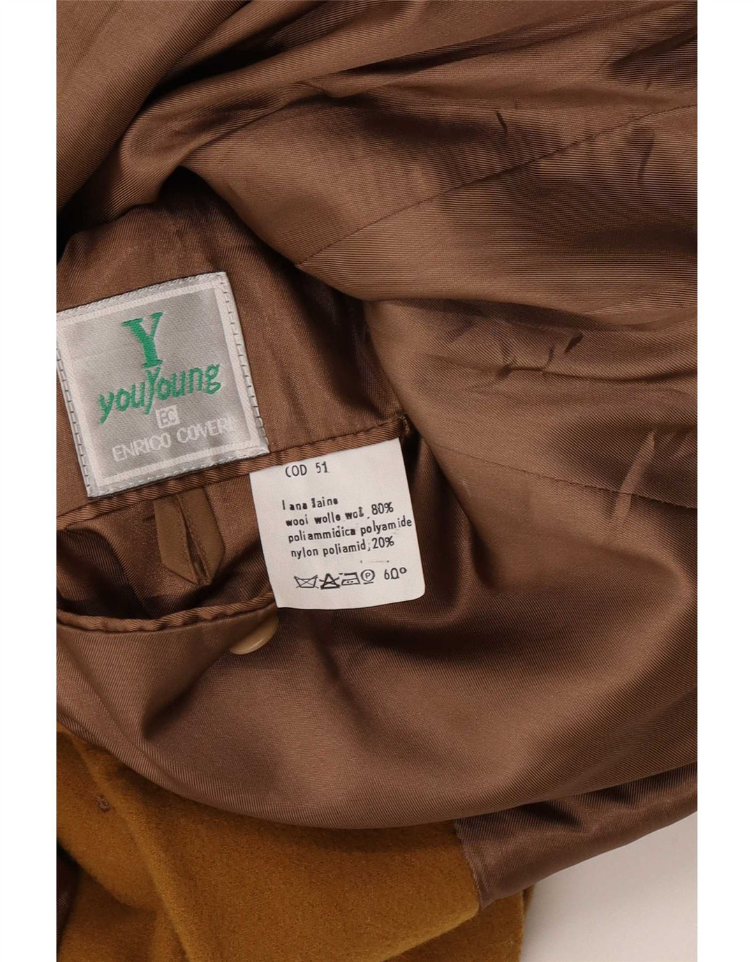 Enrico Coveri Chaqueta tipo blazer de 2 botones para hombre IT 50 Large Lana marrón