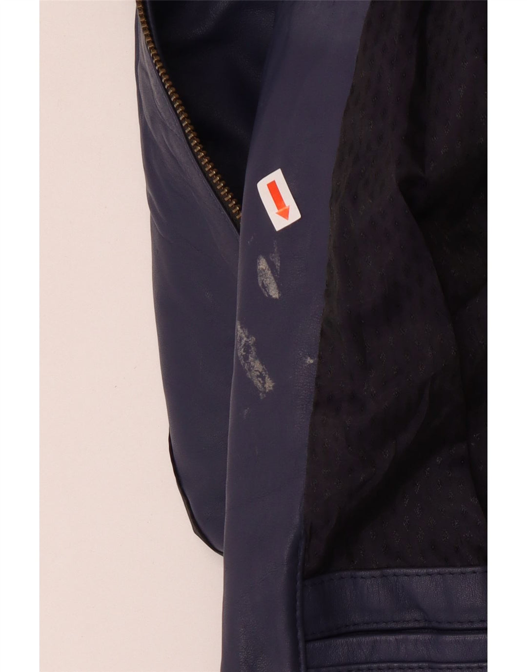 Vintage mujer bombardero chaqueta de cuero Reino Unido 14 azul marino medio