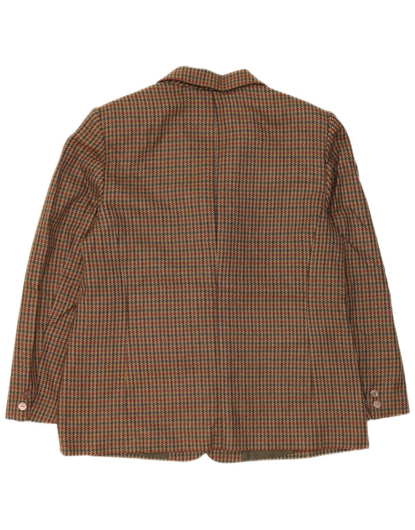 Vintage mujer 2 botones Blazer chaqueta Reino Unido 14 pata de gallo verde medio