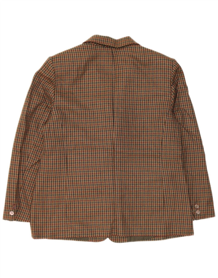 Vintage mujer 2 botones Blazer chaqueta Reino Unido 14 pata de gallo verde medio