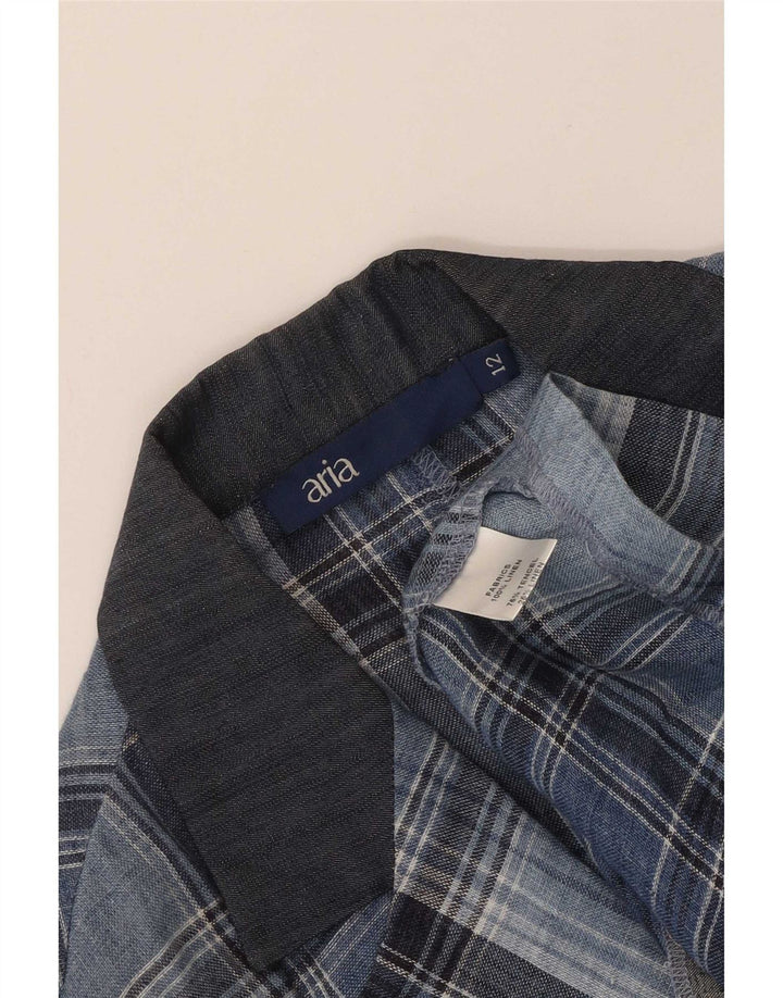 Chaqueta tipo blazer de 3 botones para mujer Aria UK 44 Azul medio Lino a cuadros