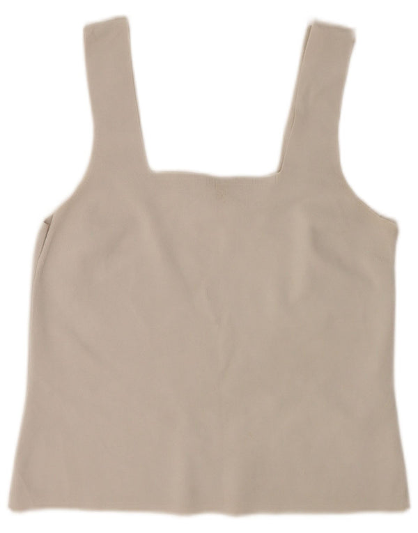 Top corto de tirantes Reiss para mujer UK 44 Large Off White Viscosa