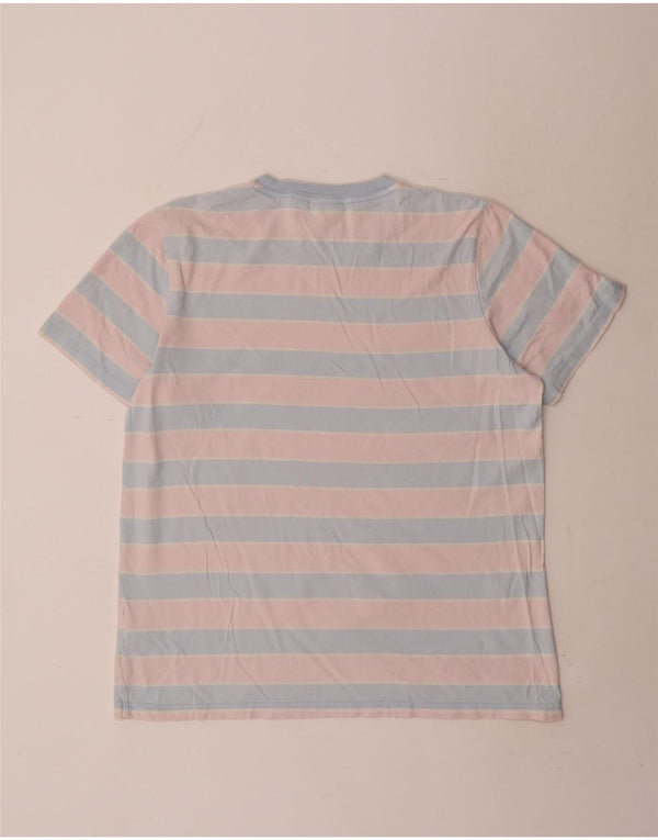 Adidas - Camiseta para hombre, talla grande, color rosa, algodón a rayas