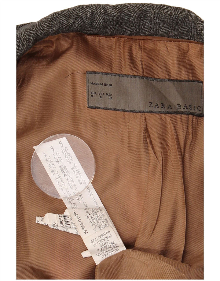 Zara Mujer Chaqueta Blazer De 1 Botón UK 42 Poliéster Gris Medio