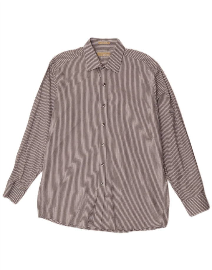 Michael Kors Camisa para hombre Talla 16 1/2 Grande Algodón a rayas gris
