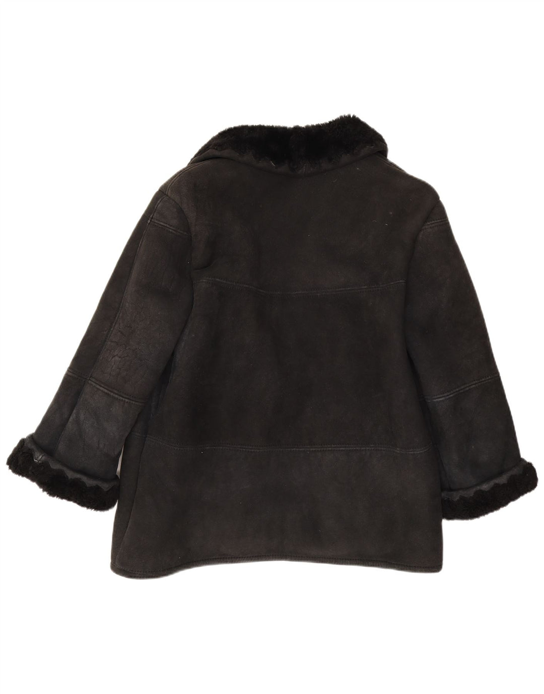Chaqueta vintage de piel de oveja para mujer IT 44 Medium Black Shearling