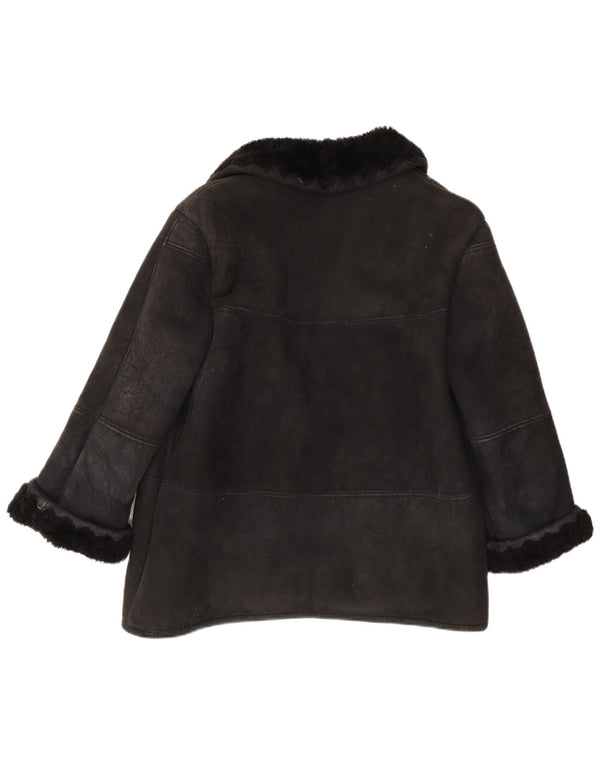 Chaqueta vintage de piel de oveja para mujer IT 44 Medium Black Shearling
