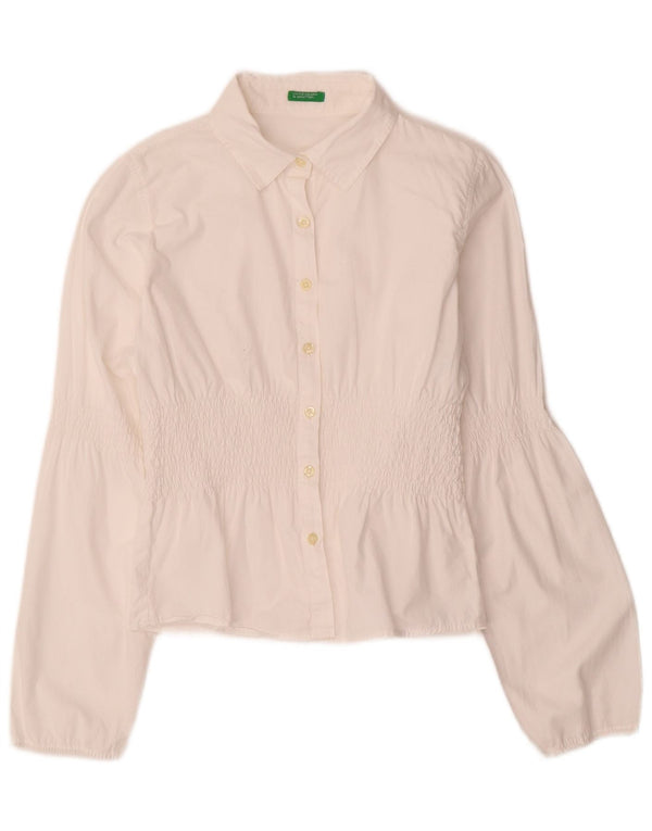 Benetton Blusa Camisa Niña 9-10 Años Grande Blanco Algodón