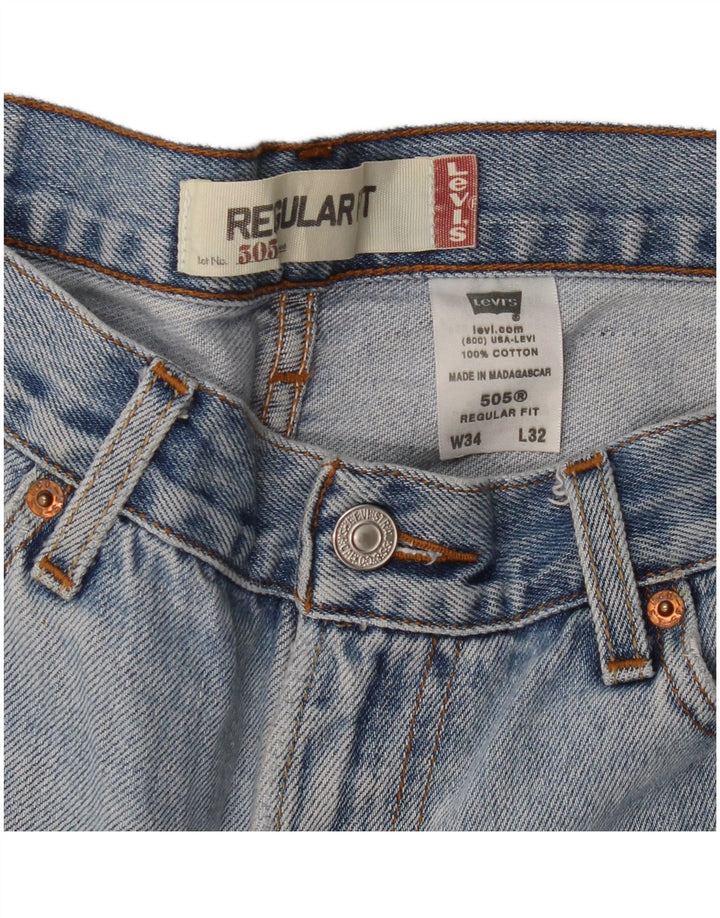 LEVI'S Jeans rectos de ajuste regular 505 para hombre W34 L32 Algodón azul