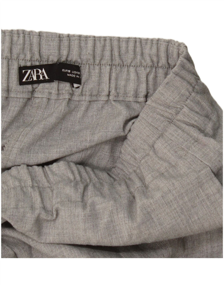 Zara Mujer Pantalones Cortos Rectos Pequeño W26 L24 Gris