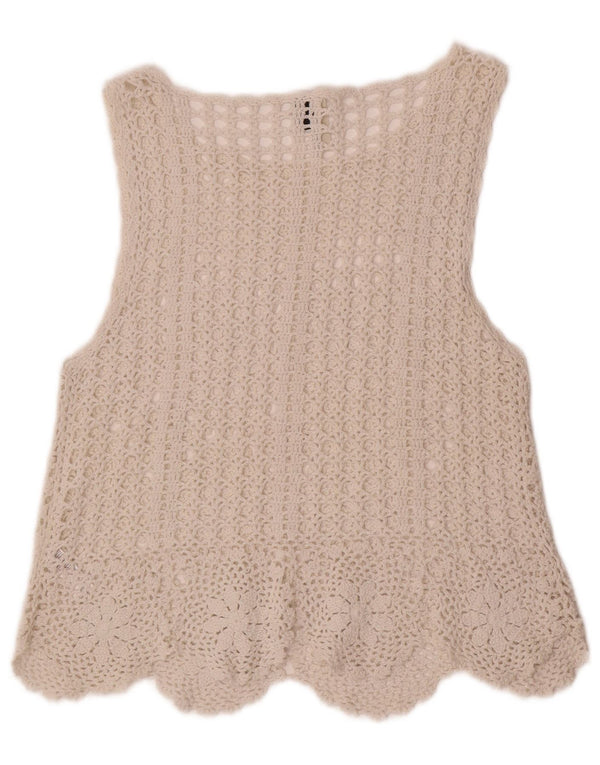Topshop Womens Sleeveless Crochet Blouse Top UK 10 Small White Floral