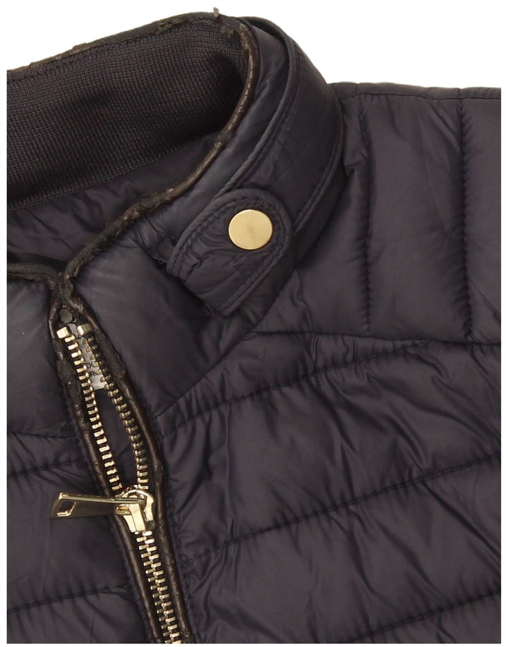 Zara Mujer Chaqueta Acolchada UK 10 Small Azul Marino Nylon
