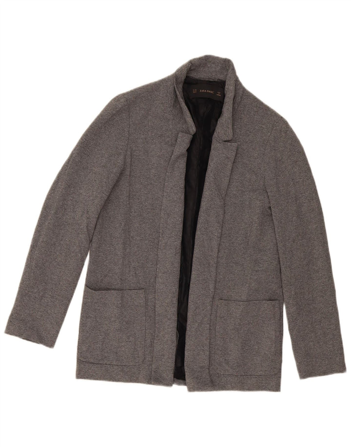 Zara Chaqueta Americana Abierta De Gran Tamaño para Mujer UK 6 XS Viscosa Gris