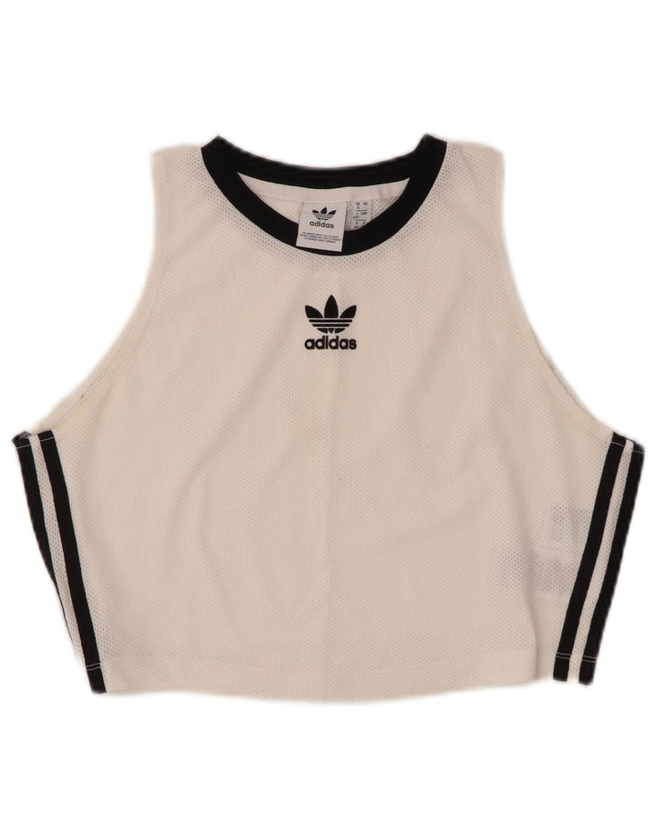 ADIDAS Top corto para mujer UK 46 Poliéster blanco grande