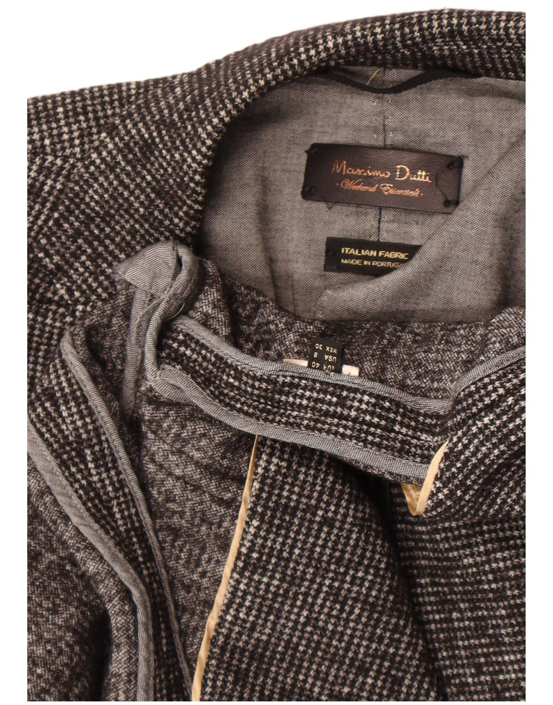 Massimo Dutti Blazer Mujer 1 Botón EU 40 Gris Medio Pata De Gallo