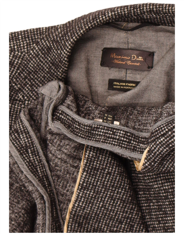 Massimo Dutti Blazer Mujer 1 Botón EU 40 Gris Medio Pata De Gallo