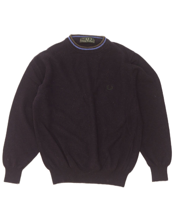 Fred Perry Suéter tipo jersey con cuello alto para mujer UK 46 Large Lana azul marino